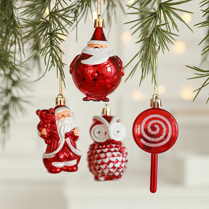 Navidad decorazioni per albero di Natale in plastica Baubles di natale Babbo Natale pupazzo di neve cervo albero di natale ciondolo ornamenti