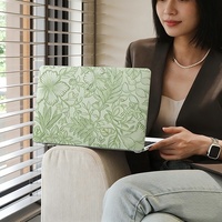 Étui pour MacBook Air 13 pouces 2020-2018 (A2337 M1 A2179 A1932) Coque rigide en plastique et cuir texturé avec motif floral en relief