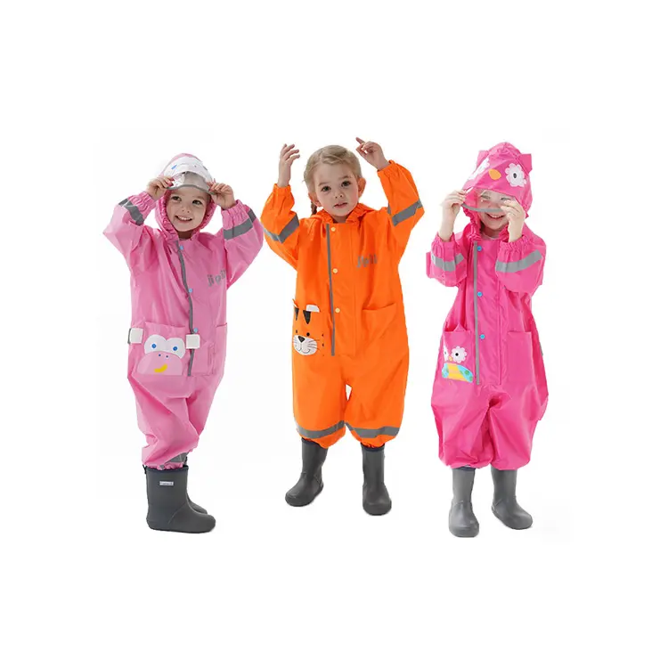 2022school jumpsuit novelty coverall waterproof kids custom rain sets raincoat with own pocket kids