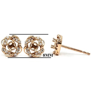Boucles d'oreilles clous tendance en or rose massif 18 carats et diamants véritables, plaqué or, faites à la main, pour femmes, nouvelle conception, haute qualité, délai de livraison court - Product Image 2