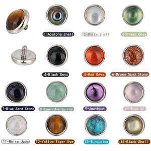 Joyería <span class=keywords><strong>para</strong></span> Piercing de Labio con Parte Superior de Piedra Natural, Bisel de Titanio, Piedras Semipreciosas, Disco Precioso, 16G, Rosca Interna - Product Image 1