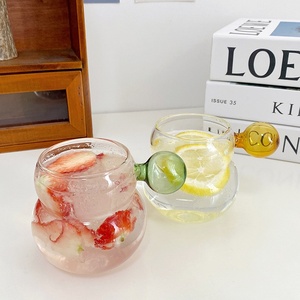 Tazza in <span class=keywords><strong>Vetro</strong></span> Borosilicato a Strato Singolo, Forma a Zucca Carina con Manico Colorato, per Succhi, Latte e Acqua - Product Image 5