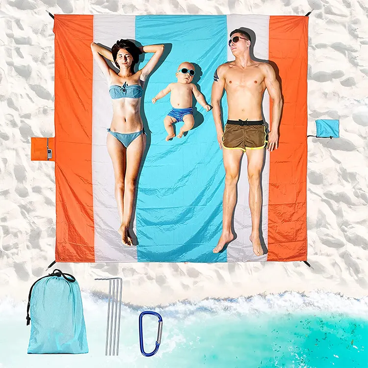 Custom Folding Comfortable Waterproof Sand proof Beach Picnic Blanket Mat