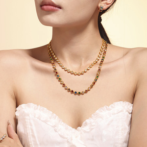 Collar de Acero de Titanio con Circonita Roja de la Mejor Calidad, 36+7cm, Joyería de Moda para Mujer, 17.5g - Product Image 5
