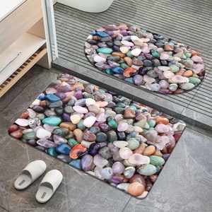 Flannel Bộ nhớ bông nhà vệ sinh phòng tắm thấm cửa Thảm hình bầu dục chống trượt phòng tắm trang trí thảm đá Tắm Mat - Product Image 5