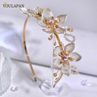 YouLaPan – bandeaux dorés exquis pour femmes et mariées, fleurs artificielles faites à la main, accessoires pour cheveux pour banquets, soirées dansantes et mariages, YXA322