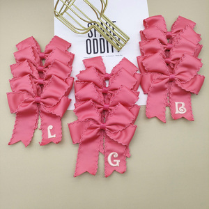 Ins Streamer Factory, venta al por mayor, accesorios para el cabello para niñas, clásico rosa, bordado de grogrén, letra, punto de Luna, borde, lazo para el cabello, pinza para el cabello - Product Image 4