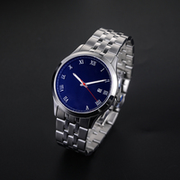 Montre à quartz pour homme en acier inoxydable de luxe, cadran en cristal saphir, boîtier de 42 mm, résistante à l'eau 10 bars, affichage à aiguilles, chiffres romains