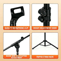 Support de microphone professionnel de haute qualité en gros - Métal + ABS Noir 51-186CM Hauteur flexible et durable