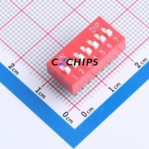 HX 2.54-7P CJPB-H DIP Switch DIP Switch Flat Toggle, Raised Type Single Pole Single Throw 7 PC Pin - Product Image 1