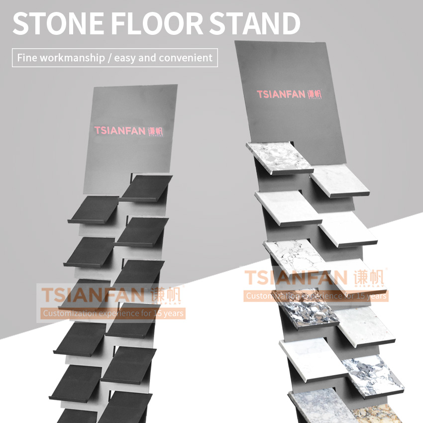 New Design Factory Floor Standing Sample Metal Frame Ceramic Stand Tiles Floors Tower Quartz Stone Display Rack