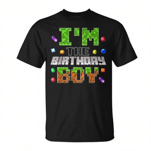 Camiseta Pixel Birthday Boy de manga corta con cuello redondo y estampado digital, camiseta para fiesta temática de juegos, para niños y hombres - Product Image 3