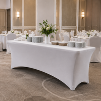 Housse de table rectangulaire extensible en spandex blanc de 8 pieds pour hôtel, banquet, buffet, événement
