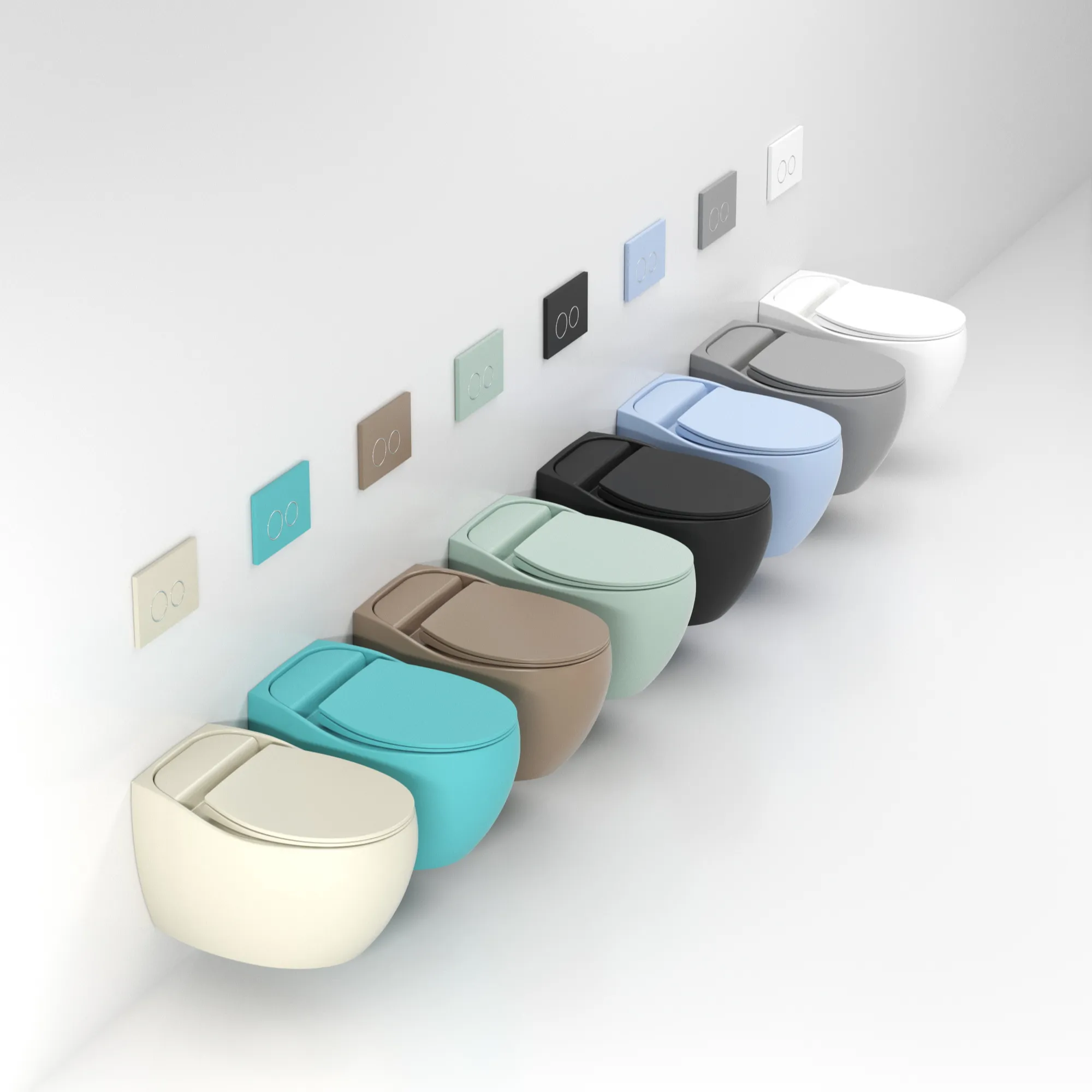 Juego de baño de cerámica para colgar en la pared, accesorio decorativo moderno de color mate para colgar en la pared, wc, artículos sanitarios europeos