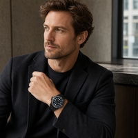 Montre de luxe en fibre de carbone noire pour homme, mouvement automatique, bracelet en silicone, étanche, style plongée, montres-bracelets OEM