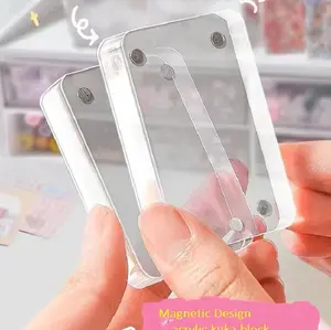 DIY mini clear thicker photo frame customized High quality acrylic block with magnetic design for goo card sticker