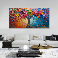 Peinture sur toile 3D texturée Impasto colorée, Paysage contemporain onirique et vibrant, Art mural pour salon, Toile huilée