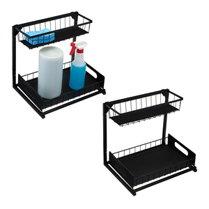 Organisateur sous évier coulissant à 2 niveaux, étagère de rangement pour cuisine et salle de bain - Product Image 1