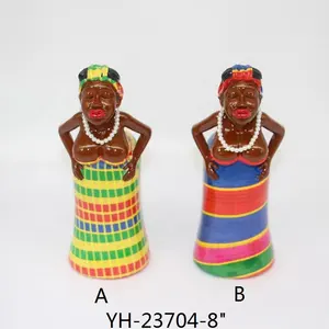 Tùy Chỉnh Handmade Bức Tượng Trang Trí Nội Thất Nhà Châu Phi Người Phụ Nữ Hình Bức Tượng Nhựa