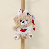 Porte-clés en peluche ours en peluche mignon en gros, pendentif personnalisé, rembourrage en coton PP écologique, 12 cm, cadeau promotionnel