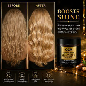 Fournisseur en gros d'usine chinoise, masque capillaire à l'huile d'argan personnalisé avec vitamine B5, masque capillaire nourrissant pour tous types de cheveux - Product Image 5