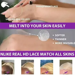 Commercio all'ingrosso HD trasparente pieno frontale 613 biondo capelli umani lisci parrucche da <span class=keywords><strong>donna</strong></span> 13x4 13x6 pizzo parrucche anteriori - Product Image 6