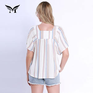 Nuovi modelli progettano camicetta da donna elegante <span class=keywords><strong>fantasia</strong></span> a maniche corte personalizzata all'ingrosso - Product Image 4