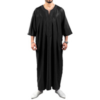 Nouvelle Robe Homme Marocaine 2026 en Polyester, Couleur Unie, Manches Mi-Longues, Broderie Ethnique, Style Moyen-Oriental, Taille Standard