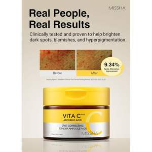 Missha Vita C Plus Ampoule Pads 80 Unidades, Discos Correctores de Manchas y Unificadores del Tono con Ácido Ascórbico para Todo Tipo de Piel - Product Image 4