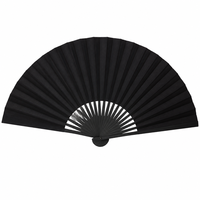 Éventail classique noir mat uni en bambou pour performance scénique professionnelle et accessoire de mode minimaliste – Vente au détail