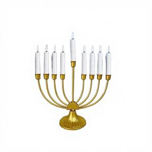 Pillar Decorative <b>Iron</b> Antique Handmade Durable Portable <b>7</b>-Arm Menorah Candle Holder for Weddings Home Decor - Product Image 3
