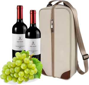Two Sets Personalized Custom Wine Bags Insulated Cooler Bag Wine Cooler Compartment Carrier Tote Picnic <strong>WineBag</strong> - Product Image 4