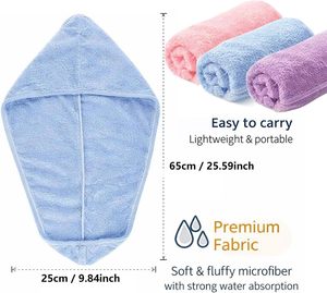 Solid Color Quick-Dry Antimicrobial Absorbent Microfiber Hair <b>Towel</b> & Turban Wrap for Women-Home/Hotel/<b>Beach</b>/SPA Use - Product Image 2
