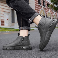 Nouvelles bottes Martin tendance automne, montantes, style britannique, avec fermeture éclair, décontractées, polyvalentes pour hommes