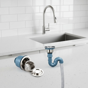 Crépine d'évier de <span class=keywords><strong>cuisine</strong></span> au fini chromé moderne 1 1/2 "en forme de S-Drain léger facile à installer et à nettoyer - Product Image 3