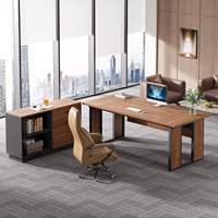 Bureau Droit Moderne Grand Format avec Panneau de Modélisation en Bois, Meuble de Rangement Robuste, Mobilier de Bureau Écologique