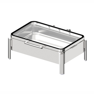 Sunnex - Recipiente Apilable a Prueba de Viento para Comida, Recipiente de Acero Inoxidable de Tamaño Completo con Tapa de Vidrio para Buffet y Catering - Product Image 1