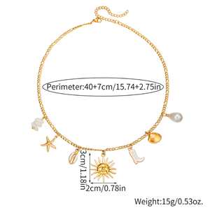 G4283 venta al por mayor de acero inoxidable Bohemia encanto collar verano colgante collar clavícula cadena DIY joyería - Product Image 4