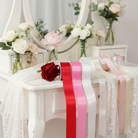 Grosir pita Satin pernikahan warna polos merah putih merah muda 4cm untuk pita bunga yang diawetkan pesta Hari Valentine