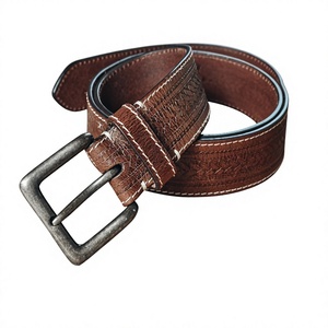 <b>Vintage</b> Genuine Cowhide Leather Young Men's Business Casual Genuine Cowhide Leather <b>Belt</b> with Copper Pin Buckle Waterproof - Product Image 1