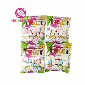 Deliciosa mezcla de frutas sabor dulce algodón de azúcar Halal Snack colorido corto <span class=keywords><strong>Mini</strong></span> Twist suave malvavisco - Product Image 5