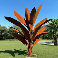 Sculptures de jardin en métal modernes en acier Corten rouillé, décoratives pour l'extérieur, représentant des animaux, des oiseaux, des feuilles de cactus et des arbres circulaires