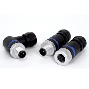 M12 Connectors Right-Angle Male/Female Assembly With PG9 Waterproof Rating IP68 Featuring Screw Clamp For Secure Connections