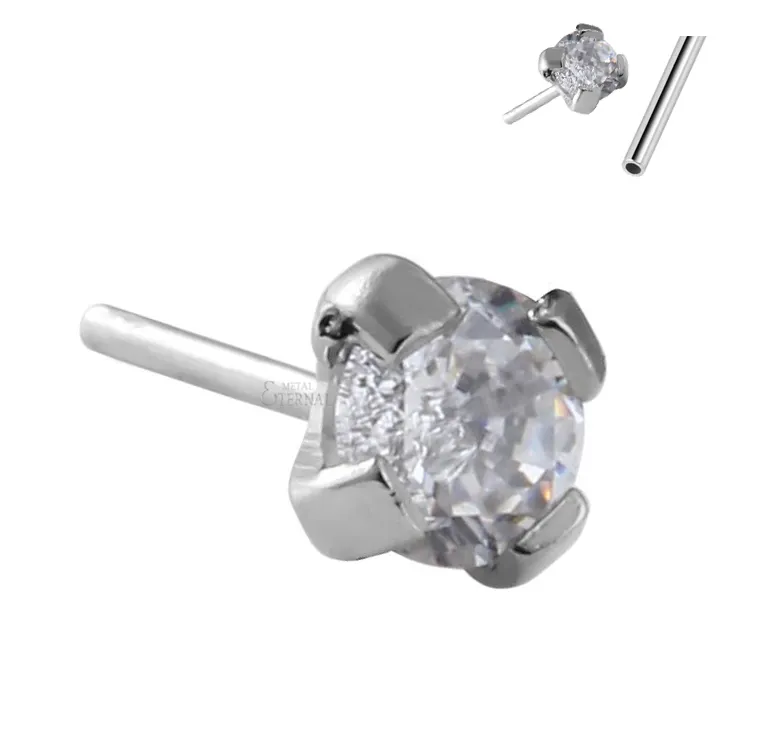 Piercing sans fil en titane métallique éternel, ensemble de 4 broches CZ oreille Daith embouts de piercing astm f136