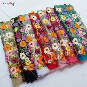 Tela de Tul Bordado con Diseño Floral en 3D de Keering, para Confección de Ropa y Vestidos - Product Image 4