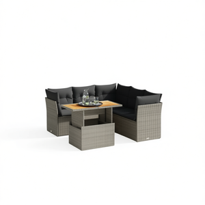 Conjunto de Sofá de Jardín de Ratán Gris con Reposabrazos Ajustables, Muebles de Exterior de 4 Plazas, Diseño Contemporáneo - Product Image 1