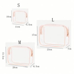 Trousse de toilette transparente en PVC imperméable rose S M L pour voyages, aéroports et compagnies aériennes, avec fermeture éclair - Product Image 6