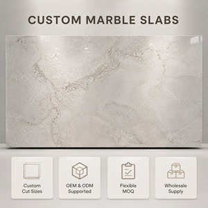 Dalle en pierre frittée 1600x3200mm, aspect marbre beige poli avec veines naturelles, pour mur <span class=keywords><strong>TV</strong></span> et mur d'accentuation de villa de luxe - Product Image 4