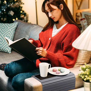 Bamboo Folding Couch Cup Holder Food Drink Snack Remote Control and Phone <strong>Armchair</strong> Sofa Couch Arm <strong>Table</strong> <strong>Tray</strong> for Wide Couches - Product Image 6