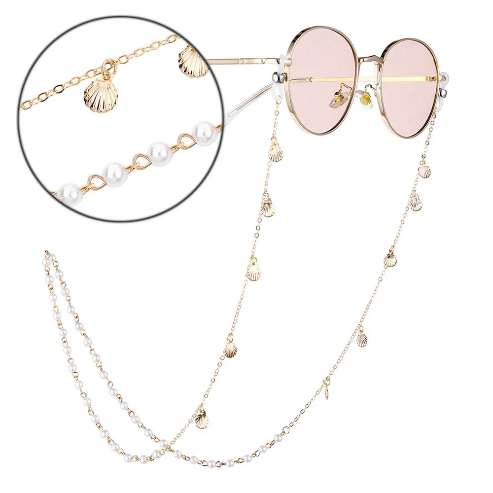 New Fashion Korean Fresh Water Pearl Black Crystal Fresh Style Hanging Neck Glasses Chain Necklace 18K Real Gold Women Jewelry